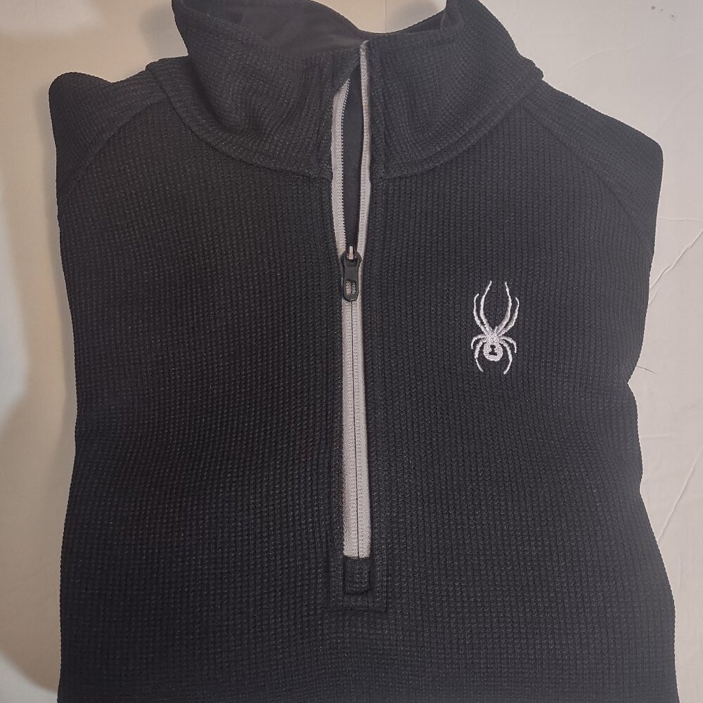 Spyder Active Men's 1/4 Zip Lightweight LongSleeve Pullover Black. sz Large